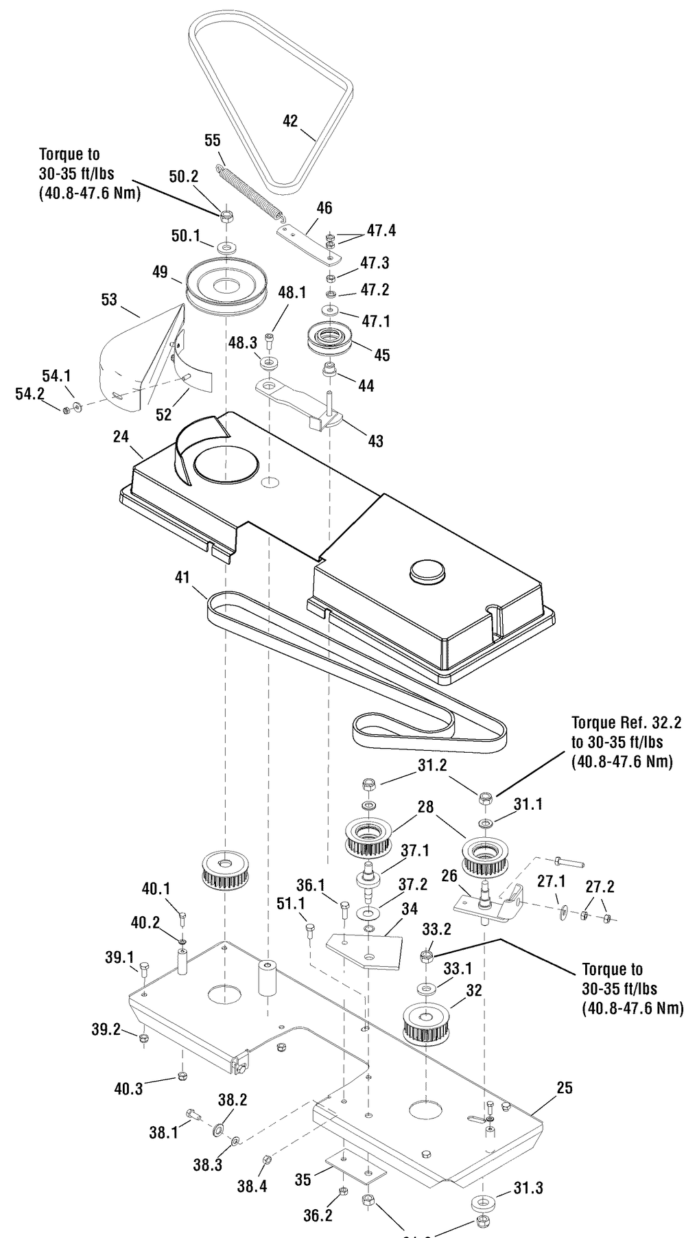 40" Mower Deck - Belt And Idler Arm Group Diagram and Parts List for 2690882-YB1840RDFR 2010 Briggs and Stratton Lawn Tractor
